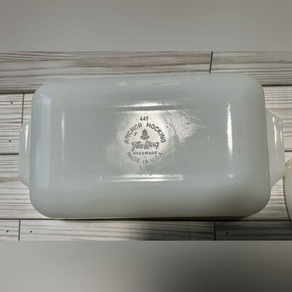 Anchor Hocking Fire King MCM Candle Glow White Glass 2pc Set - Picture 6 of 7